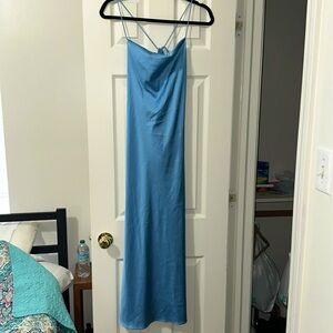 Blue satin formal dress